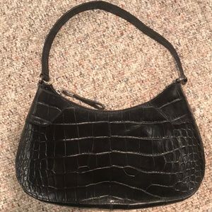 Monsac Black Croc Shoulder Bag